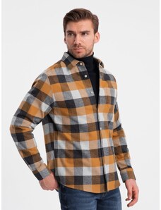 Ombre Clothing Men's plaid flannel shirt - yellow and black V2 OM-SHCS-0150