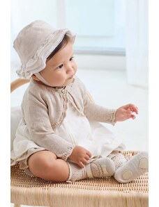 Mayoral Newborn rochie cu amestec de in pentru copii culoarea bej, mini, evazati