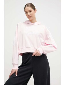 adidas bluză TIRO femei, culoarea roz, cu glugă, cu imprimeu IS4573