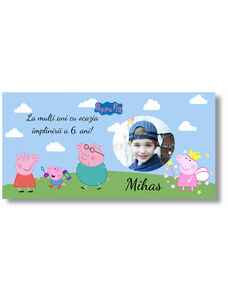 Personal Banner pentru ziua de naștere cu fotografie - Peppa Pig