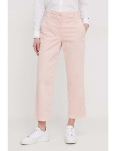 Tommy Hilfiger pantaloni femei, culoarea roz, drept, high waist WW0WW41352
