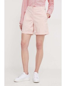 Tommy Hilfiger pantaloni scurți femei, culoarea roz, uni, high waist WW0WW42457