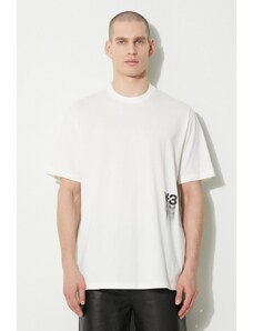 Y-3 tricou din bumbac Graphic Short Sleeve bărbați, culoarea bej, cu imprimeu, IZ3123
