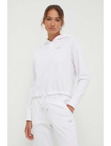 Dkny bluza femei, culoarea alb, cu glugă, cu imprimeu