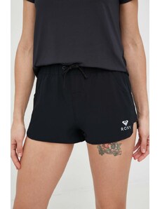 Roxy pantaloni scurți femei, culoarea negru, uni, medium waist ERJBS03165