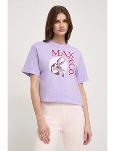 MAX&Co. tricou din bumbac x CHUFY femei, culoarea violet 2418970000000