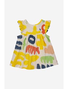 Bobo Choses rochie din bumbac pentru bebeluși culoarea galben, mini, evazati