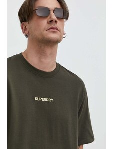 Superdry tricou din bumbac barbati, culoarea verde, cu imprimeu