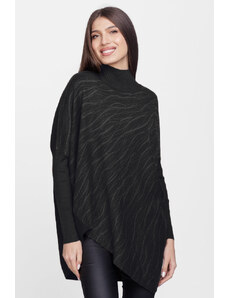 U See Bluza oversize lalea, asimetrica, din tricotaj negru