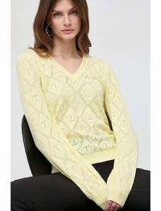 Twinset pulover din amestec de casmir culoarea galben, light
