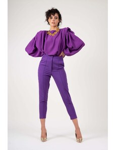 Bluzat Deep Purple Blouse With Padded Shoulders