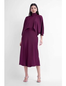 BLUZAT Burgundy asymmetrical blouse with collar and buttons