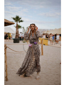 Bluzat Festival Maxi Dress in Leopard Print