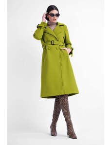 BLUZAT Lime double breasted slim coat