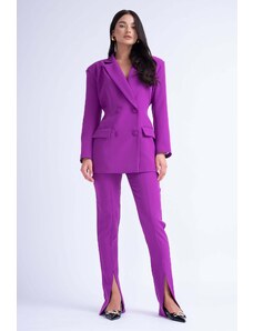 BLUZAT Purple Suit With Tailored Hourglass Blazer And Slim Fit Trousers