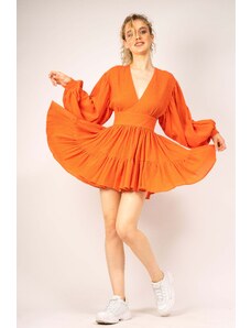 Bluzat Orange dress with flared sleeves