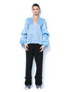 BLUZAT Tiered victorian sleeve shirt with V neck