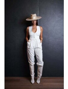 Bluzat White suit with vest and cropped trousers