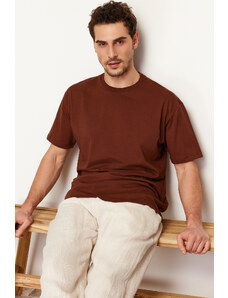 Trendyol Brown Relaxed Basic 100% Cotton T-Shirt