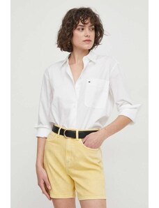 Tommy Hilfiger cămașă din bumbac femei, culoarea alb, cu guler clasic, relaxed WW0WW41410
