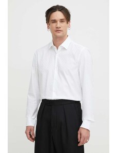 HUGO cămașă din bumbac bărbați, culoarea alb, cu guler clasic, slim 50508316