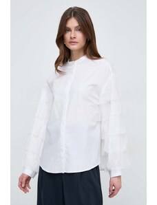 Twinset camasa din bumbac femei, culoarea alb, relaxed