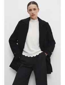 Answear Lab palton de lana culoarea negru, de tranzitie, desfacut