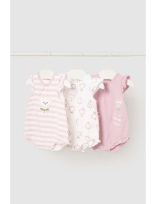 Mayoral Newborn body bebe 3-pack culoarea roz, cu imprimeu