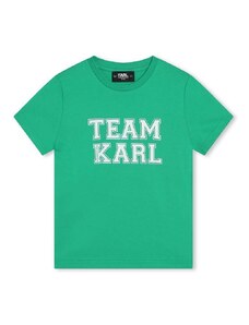 Karl Lagerfeld tricou de bumbac pentru copii culoarea turcoaz, cu imprimeu