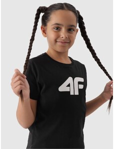 4F Tricou cu imprimeu pentru fete - negru intens - 122
