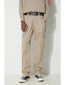 Alpha Industries pantaloni de bumbac Agent Pant culoarea bej, cu fit cargo, 158205