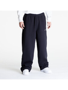 Pantaloni de trening pentru bărbați Nike Solo Swoosh Men's Open-Hem Brushed-Back Fleece Pants Black/ White