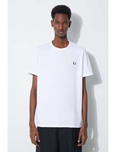 Fred Perry tricou din bumbac Ringer T-Shirt bărbați, culoarea alb, cu imprimeu, M3519.100