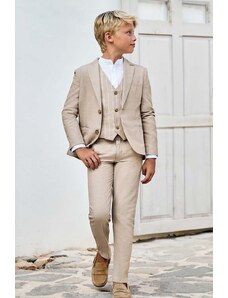 Mayoral pantaloni cu amestec de in pentru copii culoarea gri, neted