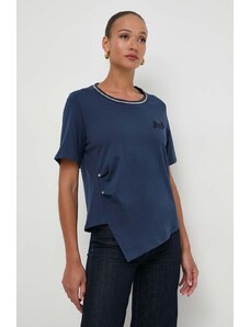 Liu Jo tricou din bumbac femei, culoarea albastru marin