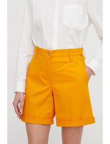 Tommy Hilfiger pantaloni scurți femei, culoarea portocaliu, uni, high waist WW0WW41769