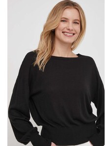 Sisley pulover din amestec de mătase culoarea negru, light
