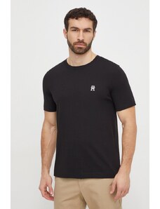 Tommy Hilfiger tricou din bumbac bărbați, culoarea negru, cu imprimeu MW0MW33987