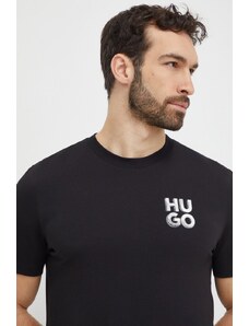 HUGO tricou din bumbac bărbați, culoarea negru, cu imprimeu 50508944