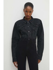 Answear Lab geaca jeans femei, culoarea negru, de tranzitie