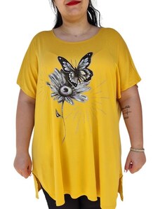 ROTOP Bluza tip tricou vara, cod 109, pentru femei, marime mare, culoare galben