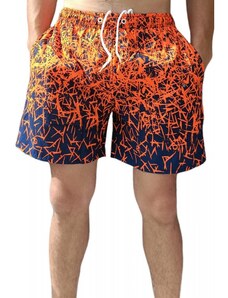 ROTOP Pantaloni plaja pentru barbati, culoare bleumarin-portocaliu, cod 160