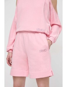 Liu Jo pantaloni scurti femei, culoarea roz, neted, high waist