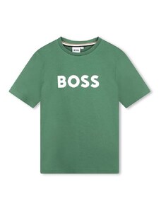BOSS tricou de bumbac pentru copii culoarea verde, cu imprimeu