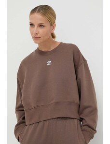 adidas Originals bluză Adicolor Essentials Crew Sweatshirt femei, culoarea maro, cu imprimeu, IR5971