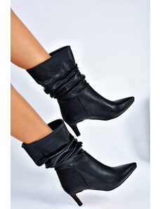 Fox Shoes Women's Black Gathered Short Heel Boots