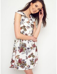 IN Vogue Dress tied with a floral pattern white