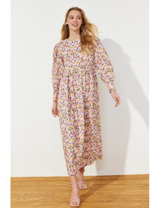 Trendyol Multicolored Floral Patterned Cotton Woven Dress