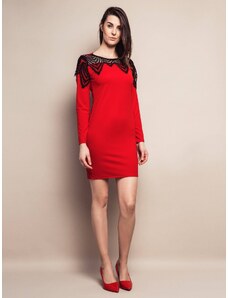 Euphory DRESS WITH LACE AT THE NECKLINE RED