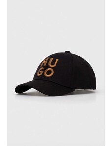 HUGO șapcă de baseball din bumbac culoarea negru, cu imprimeu 50502584
